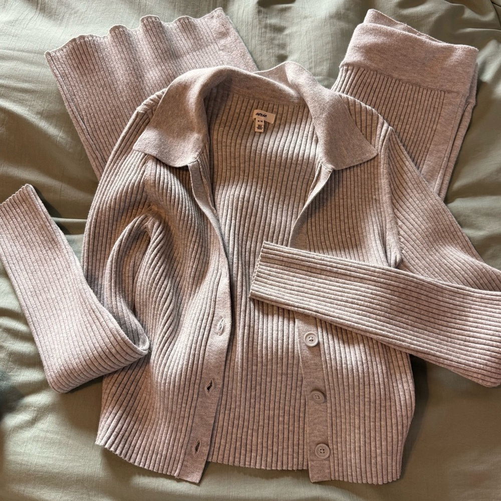 aerie Gray Cardigan Sweater